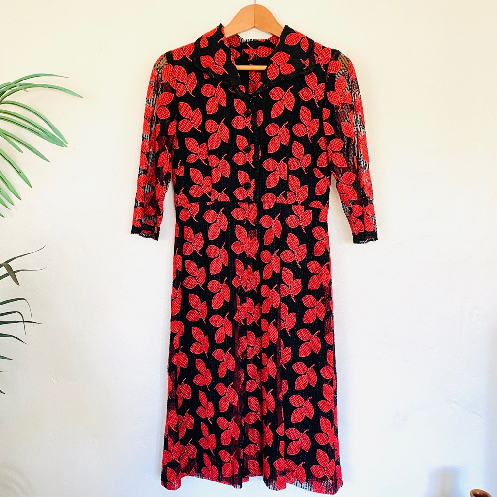 Rare Vintage 50s Style Custom Made Lace Detail Dress